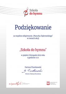 Dyplom - Szkoła do hymnu